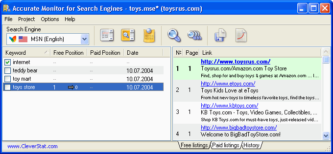 Accurate Monitor for Search Engines Screenshot